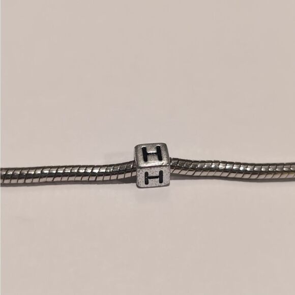 Silver H Spacer Charm for Pandora Style Bracelet - Picture 2 of 5